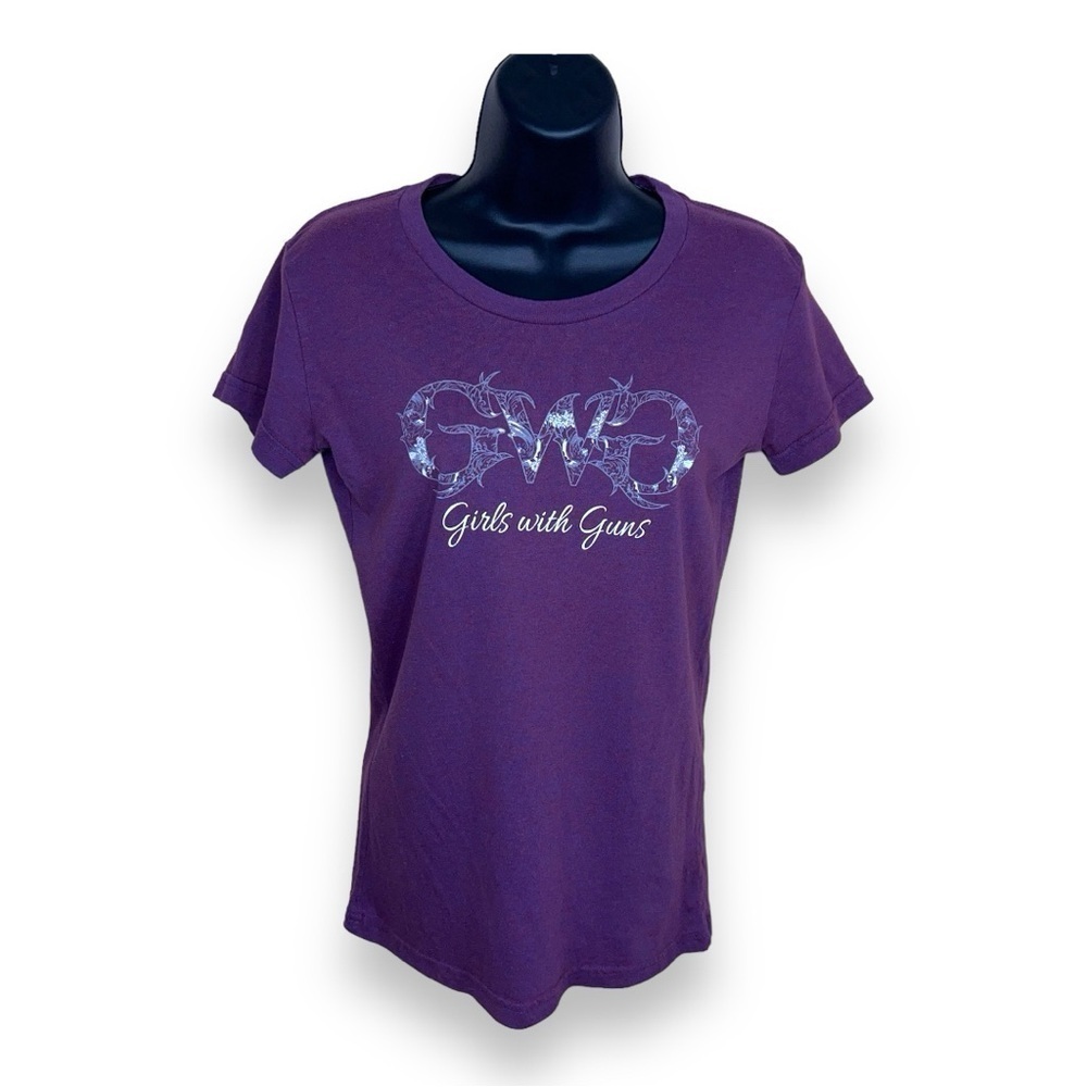 SMALL GIRLS WITH GUNS PURPLE TEE SHORT SLEEVE WESTERN CASUAL